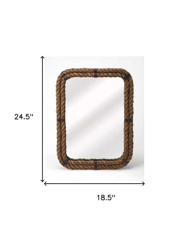 Brown Framed Accent Mirror - 25-inch