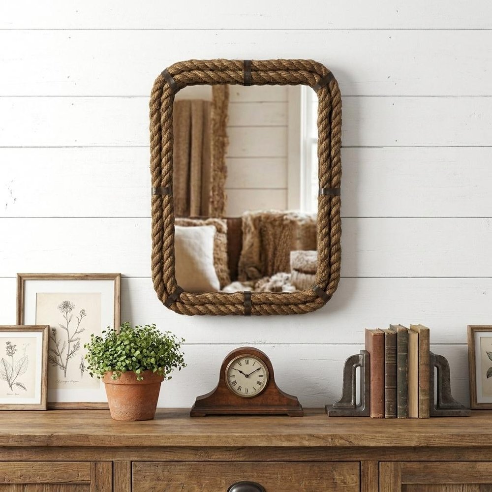 Brown Framed Accent Mirror - 25-inch