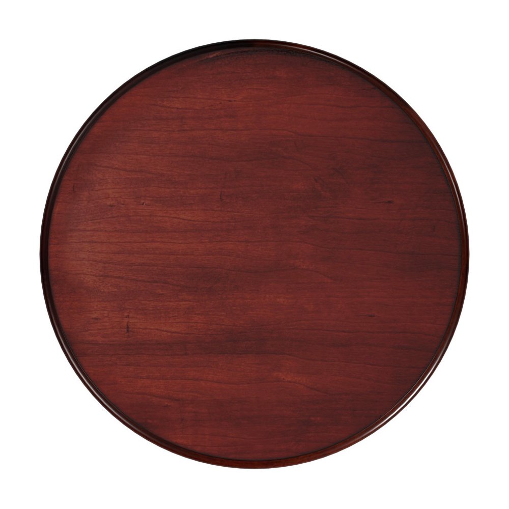 Brown Distressed Wood Round End Table with Drawer and Shelf - 26-inch