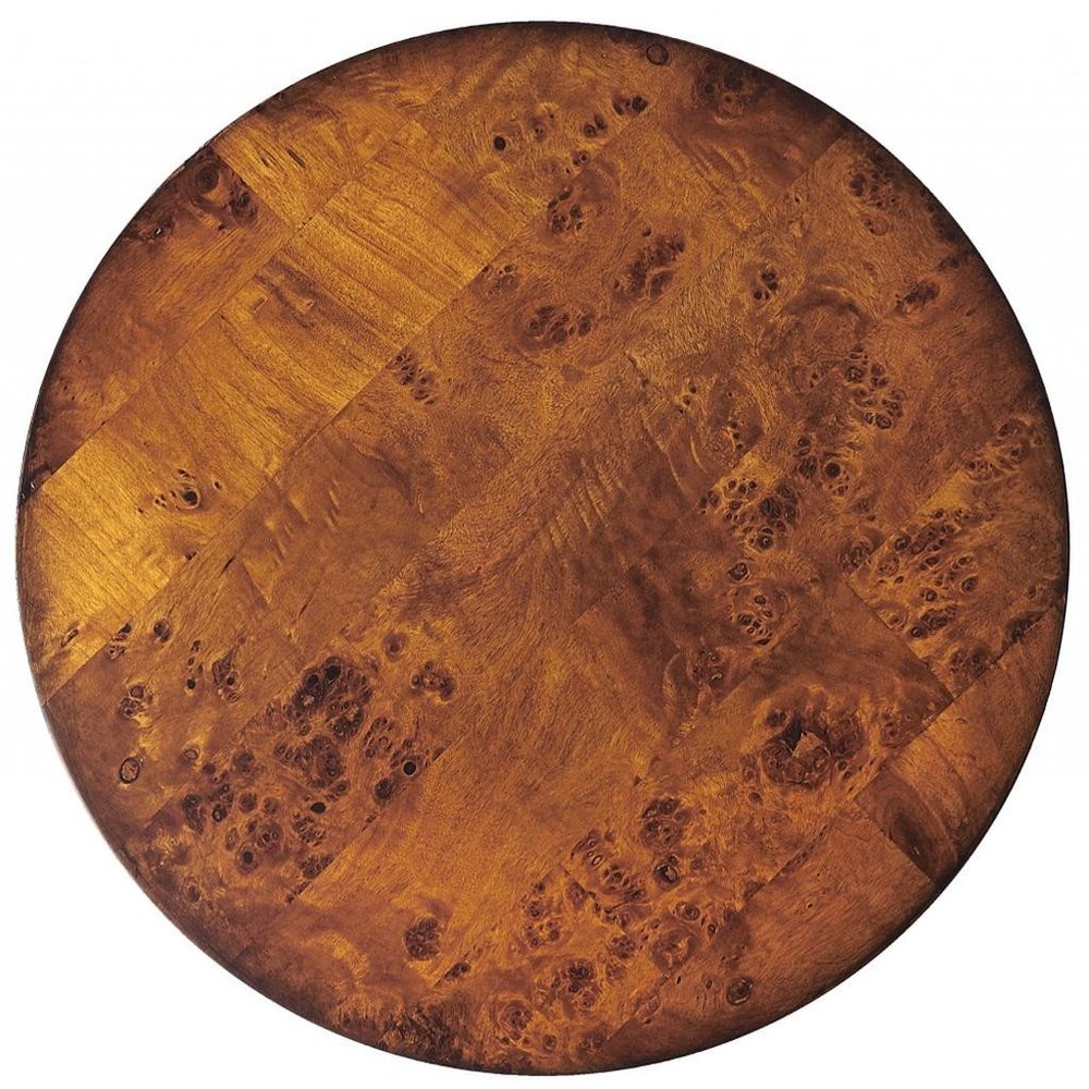 Medium Brown Burl Veneer Round End Table - 24-inch