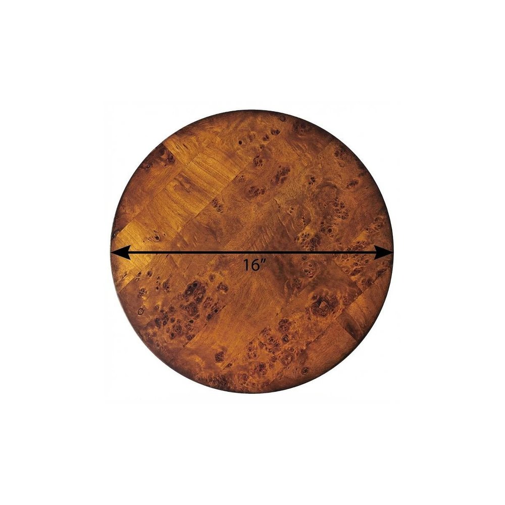 Medium Brown Burl Veneer Round End Table - 24-inch