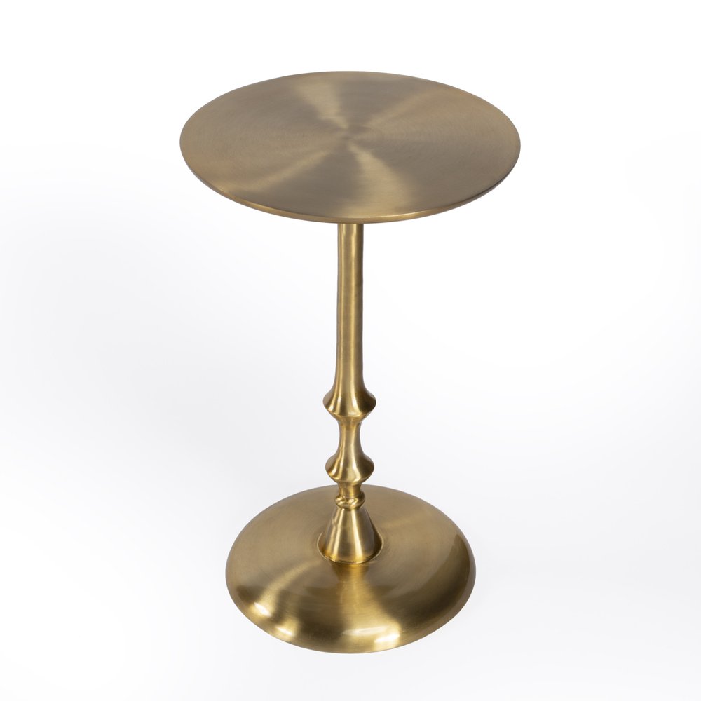 Gold Aluminum Round Pedestal End Table - 19-inch