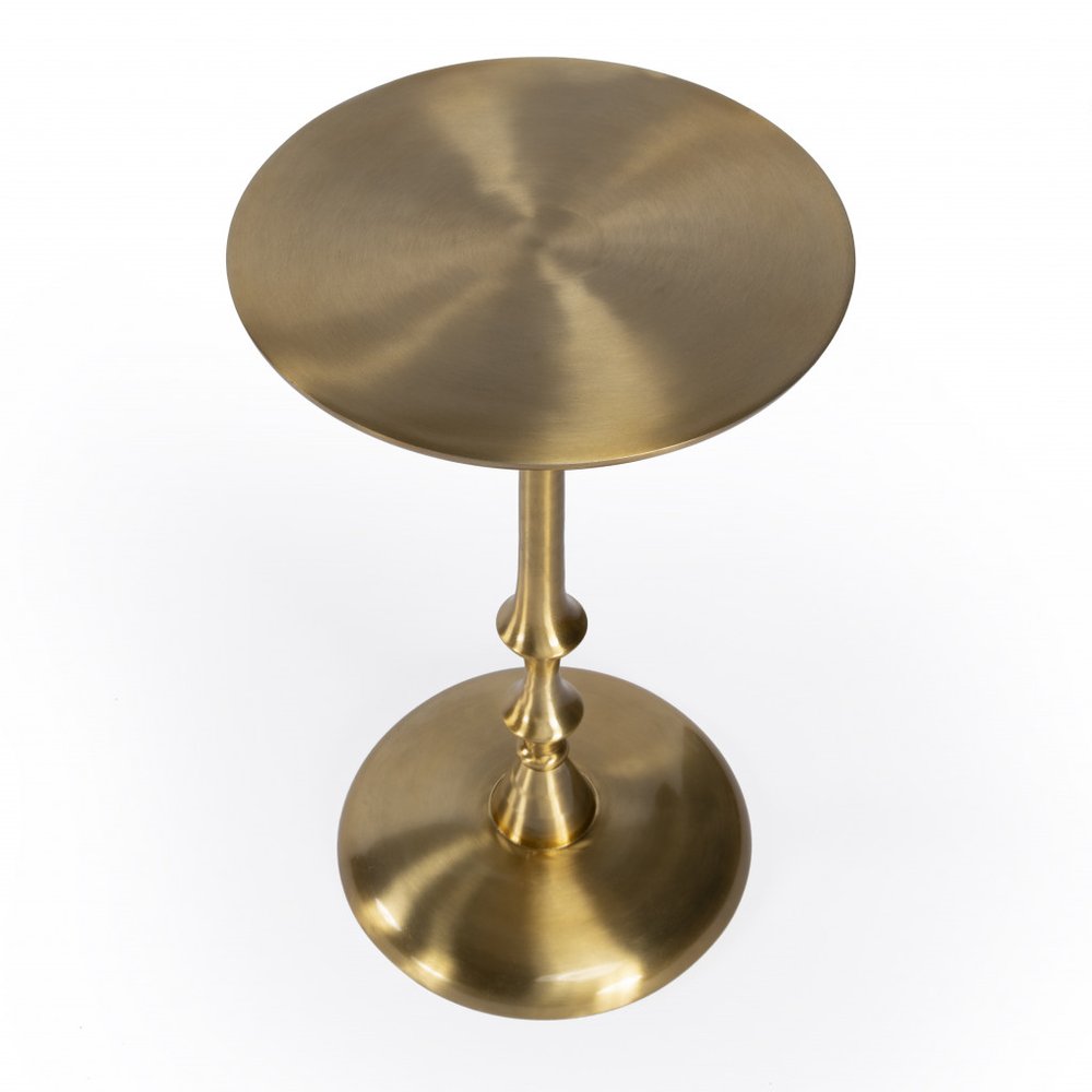 Gold Aluminum Round Pedestal End Table - 19-inch
