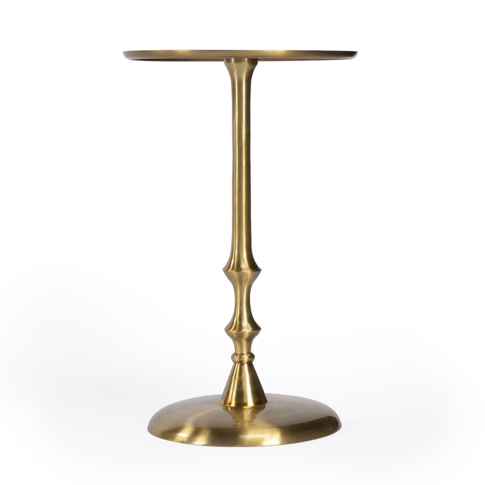 Gold Aluminum Round Pedestal End Table - 19-inch