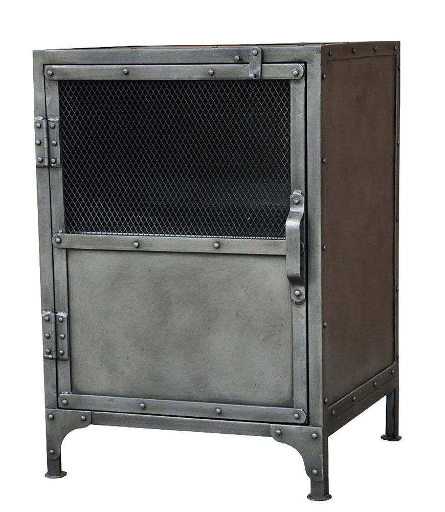 Silver Metal Accent Cabinet with Two Shelves - 20-inch