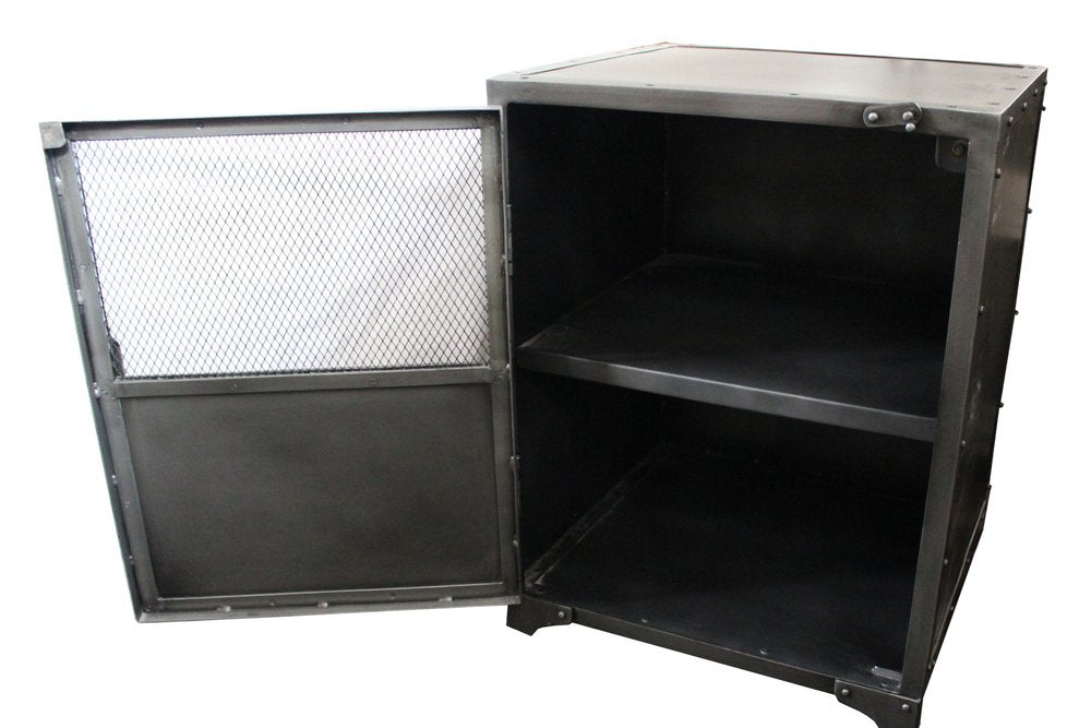 Silver Metal Accent Cabinet with Two Shelves - 20-inch