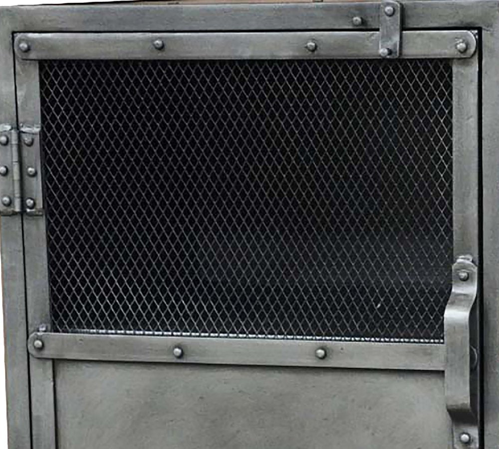 Silver Metal Accent Cabinet with Two Shelves - 20-inch