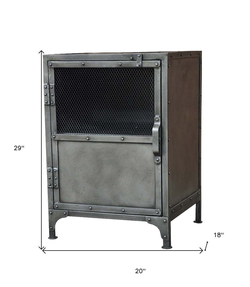 Silver Metal Accent Cabinet with Two Shelves - 20-inch