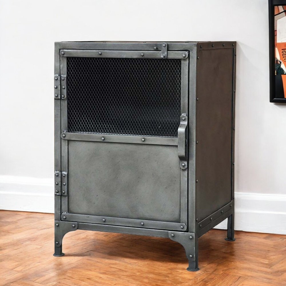 Silver Metal Accent Cabinet with Two Shelves - 20-inch