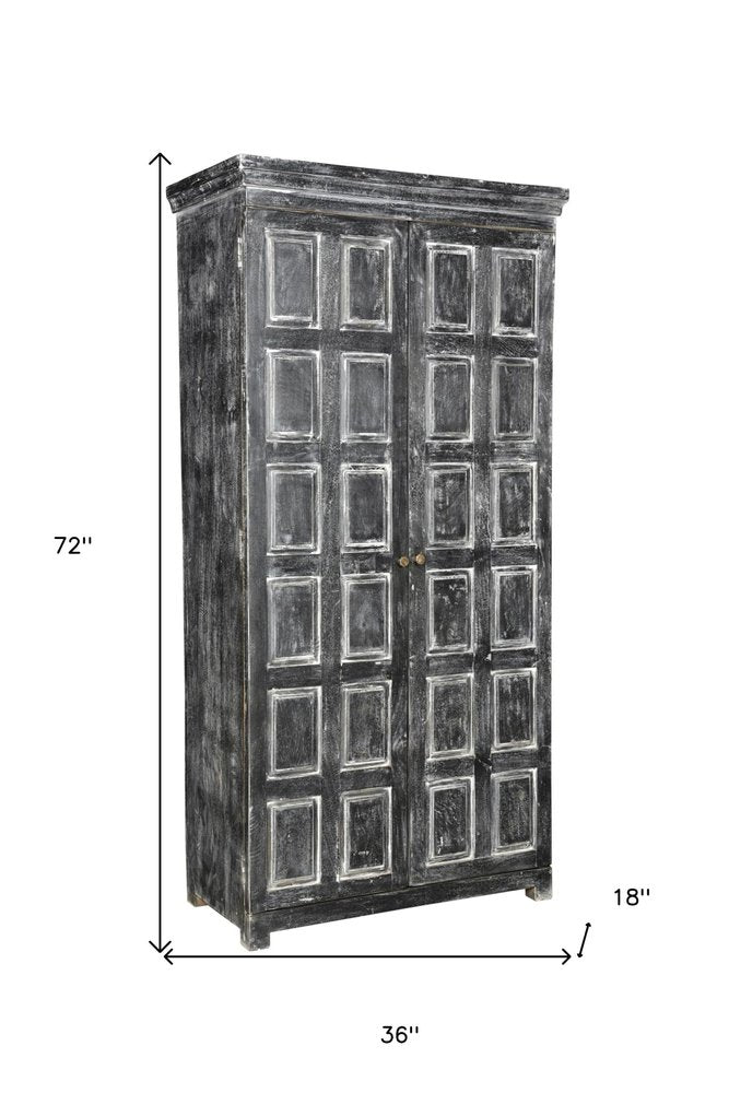 Dark Gray Solid Wood Pantry or Storage Closet - 72-inch