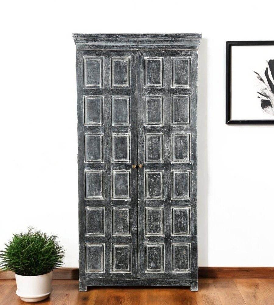 Dark Gray Solid Wood Pantry or Storage Closet - 72-inch