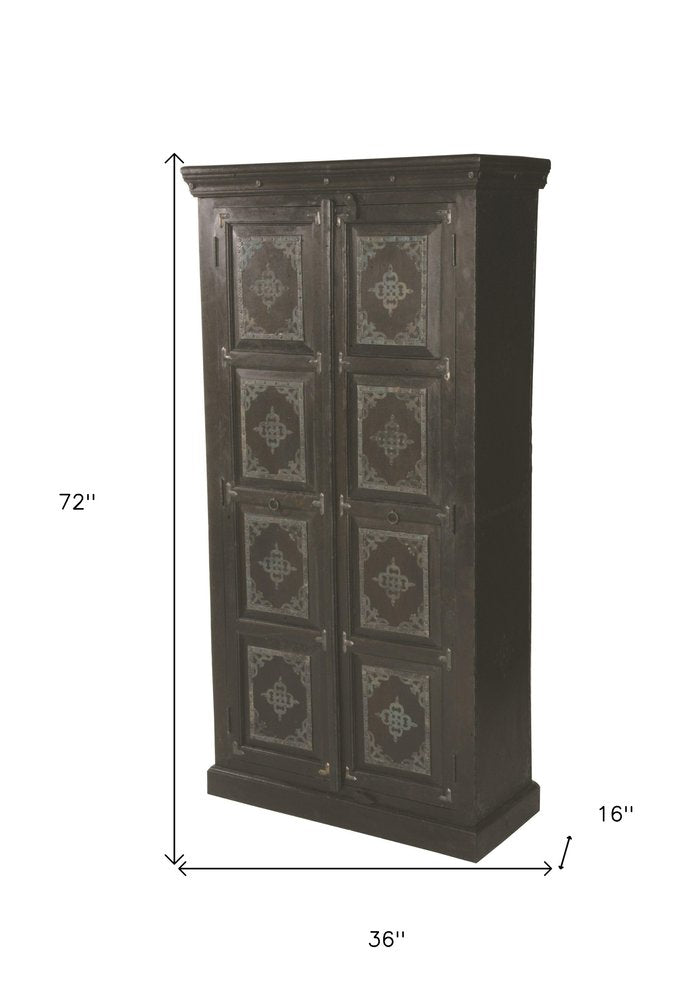 Dark Brown Solid Wood Pantry or Storage Closet - 72-inch
