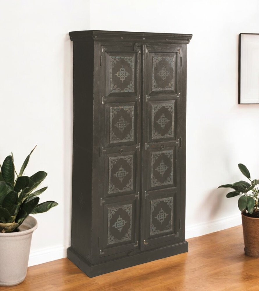 Dark Brown Solid Wood Pantry or Storage Closet - 72-inch
