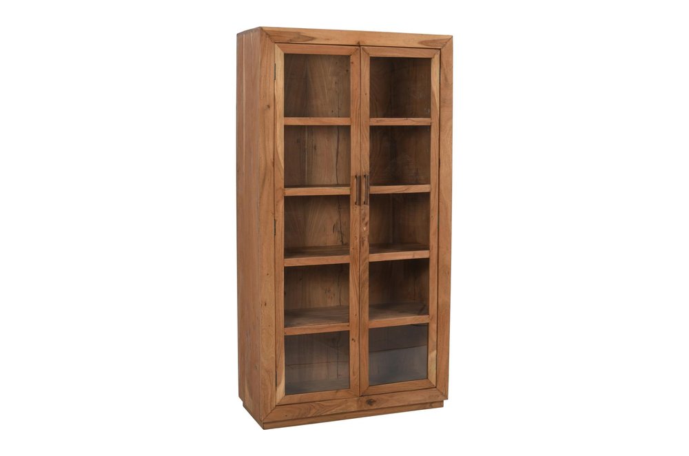 Brown Solid Wood Display Stand with Two Doors - 80-inch