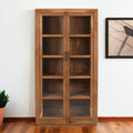 Brown Solid Wood Display Stand with Two Doors - 80-inch
