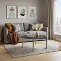 Black and Gold Faux Marble and Steel Round Coffee Table - 36-inch