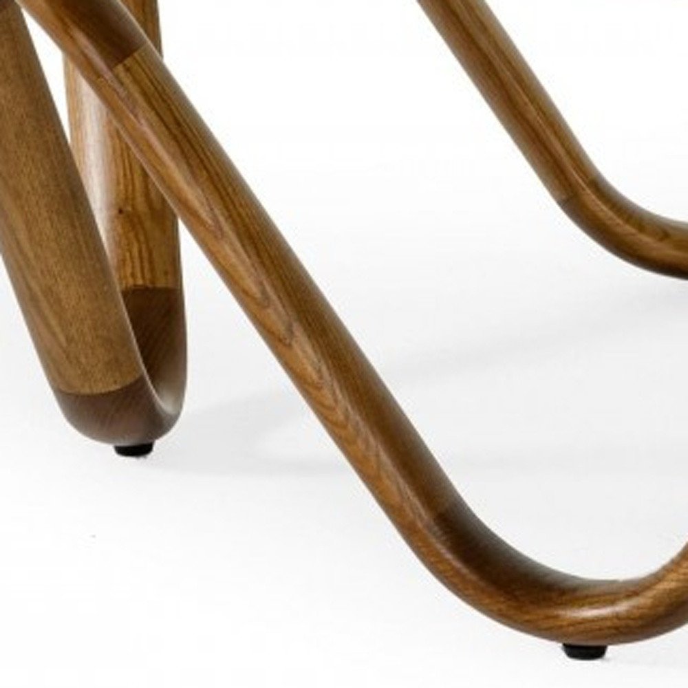 Clear and Brown Glass and Solid Wood Round Abstract Coffee Table