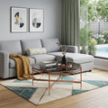 Gray and Gold Glass and Stainless Steel Round Coffee Table - 35-inch