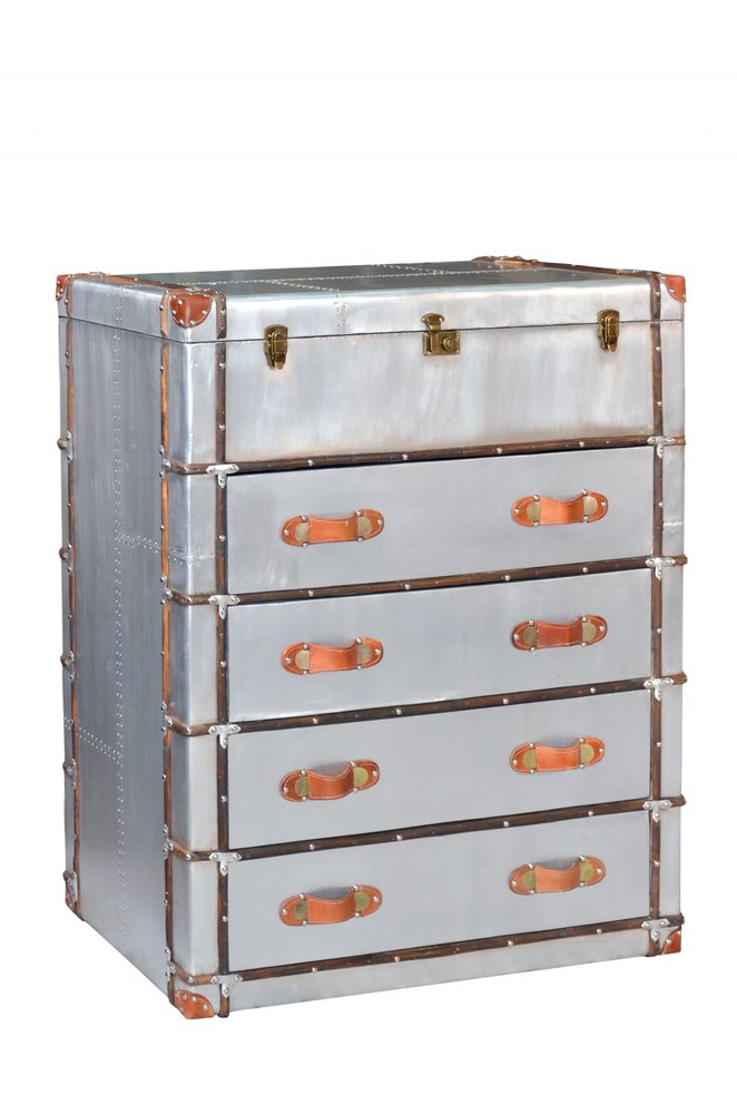 Silver Aluminum Four Drawer Dresser - 42-inch
