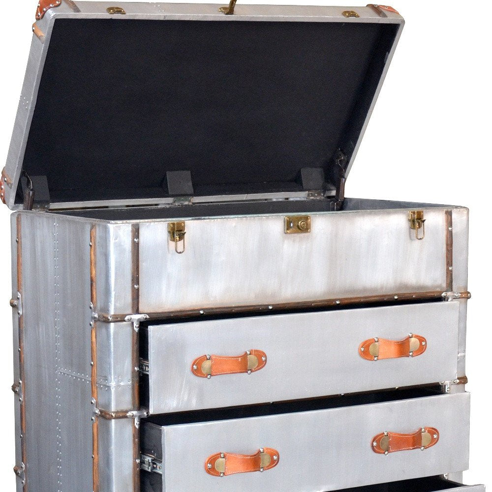 Silver Aluminum Four Drawer Dresser - 42-inch