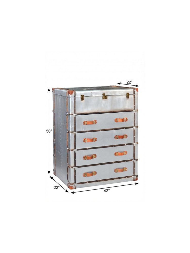 Silver Aluminum Four Drawer Dresser - 42-inch