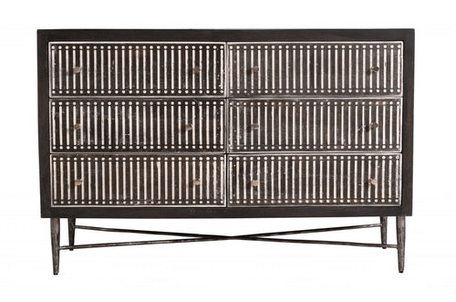 Antique Brown Solid Wood Six Drawer Double Dresser - 48-inch