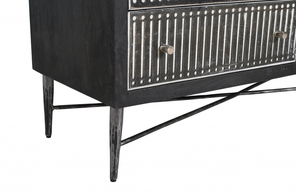 Antique Brown Solid Wood Six Drawer Double Dresser - 48-inch