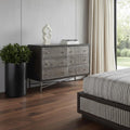 Antique Brown Solid Wood Six Drawer Double Dresser - 48-inch