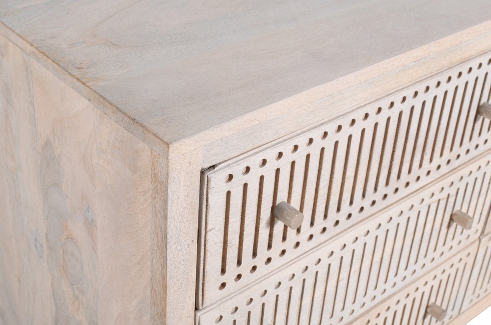 Brushed Ivory Solid Wood Six Drawer Double Dresser - 48-inch