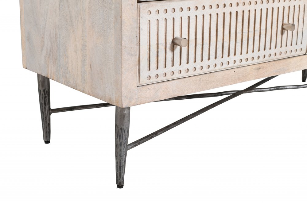 Brushed Ivory Solid Wood Six Drawer Double Dresser - 48-inch