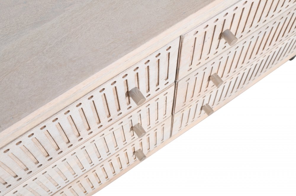 Brushed Ivory Solid Wood Six Drawer Double Dresser - 48-inch