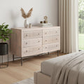 Brushed Ivory Solid Wood Six Drawer Double Dresser - 48-inch