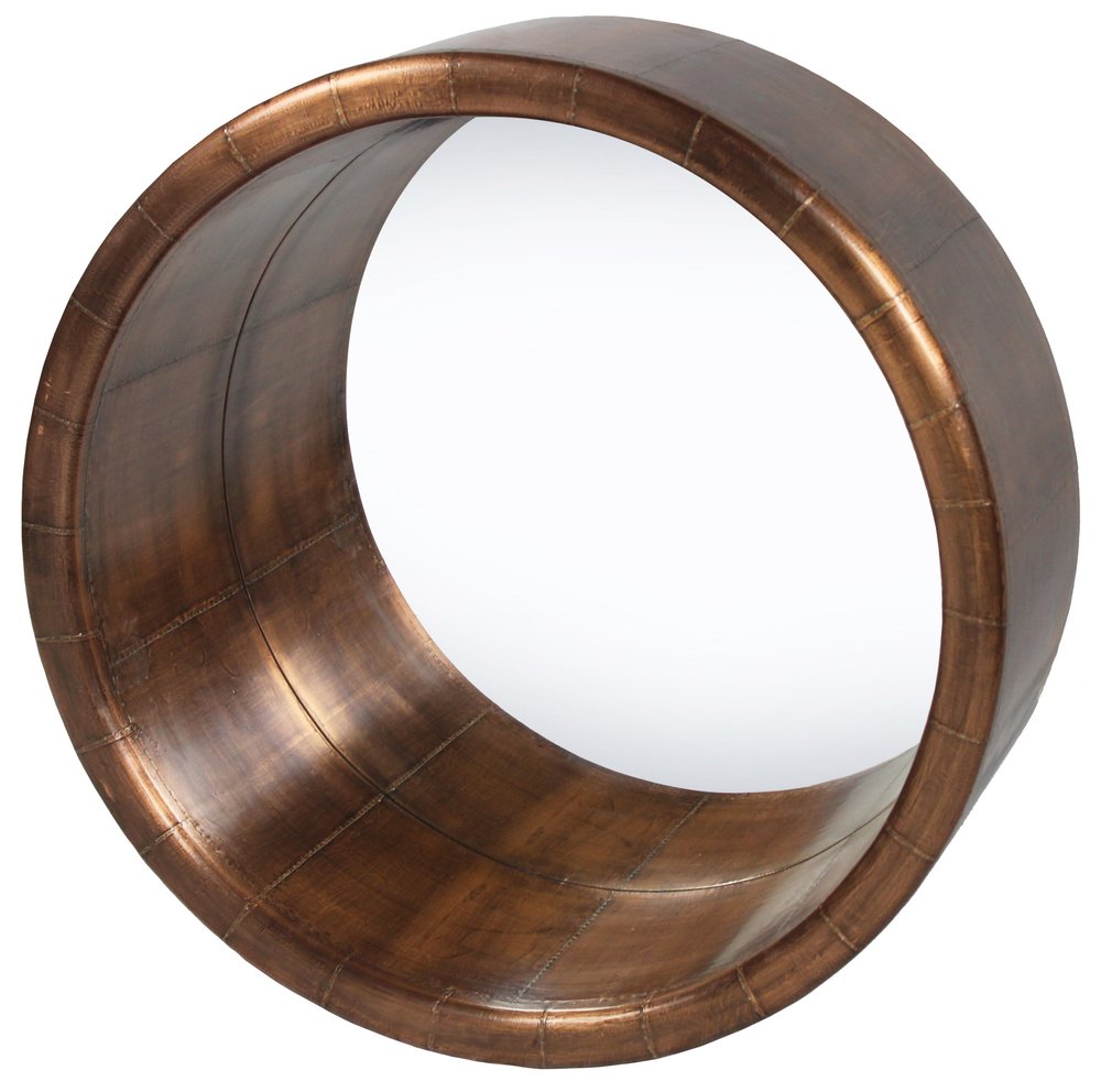 Copper Round Metal Framed Accent Mirror - 21-inch