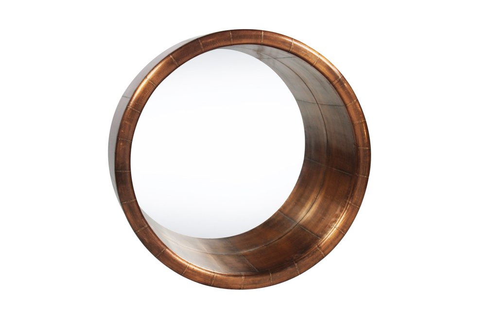 Copper Round Metal Framed Accent Mirror - 21-inch