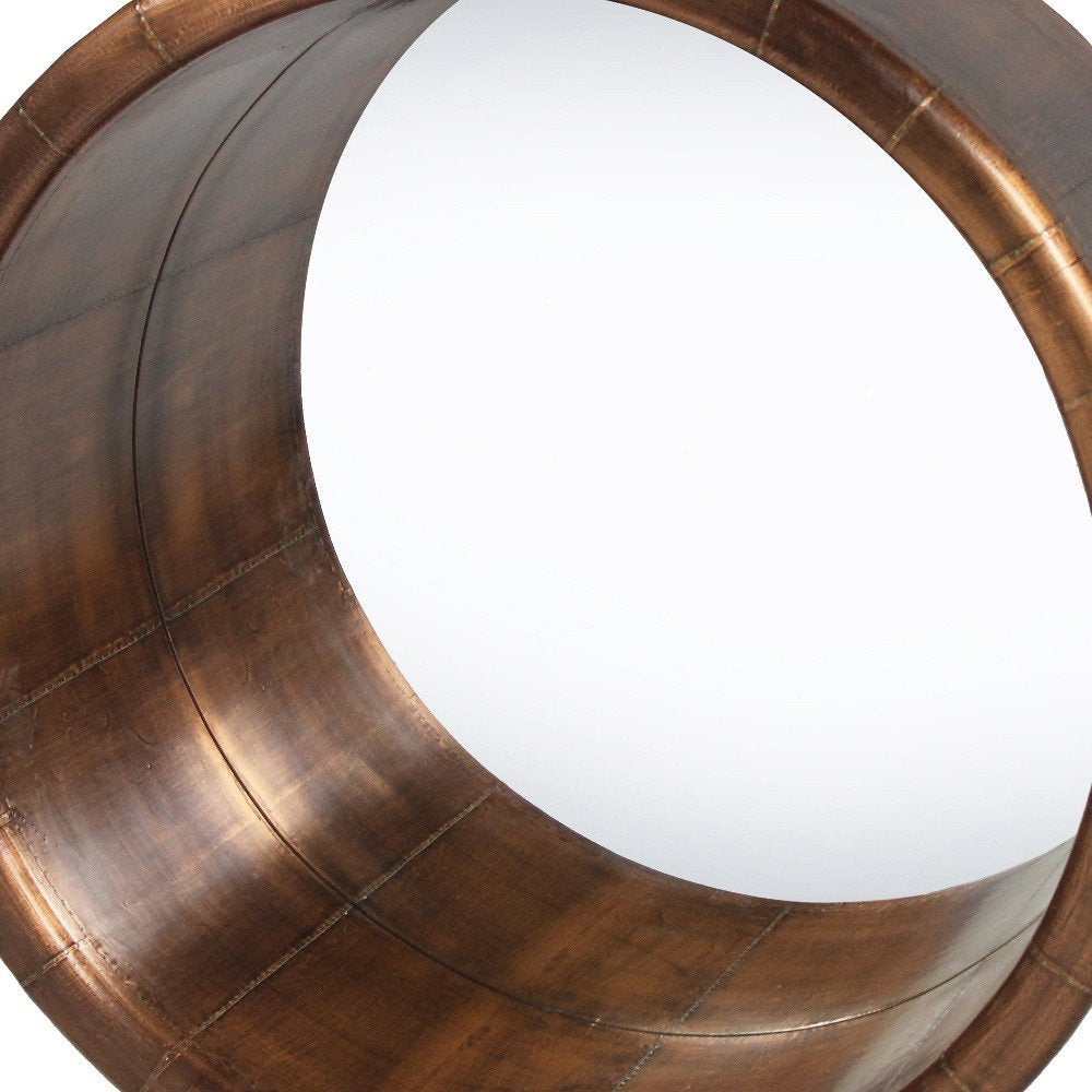 Copper Round Metal Framed Accent Mirror - 21-inch