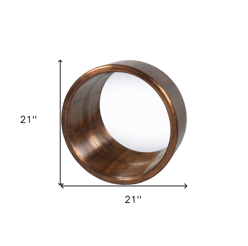 Copper Round Metal Framed Accent Mirror - 21-inch
