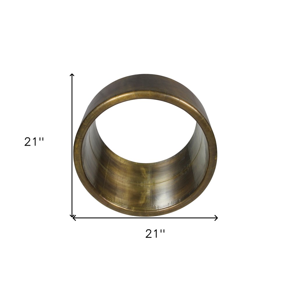 Brass Round Metal Framed Accent Mirror - 21-inch