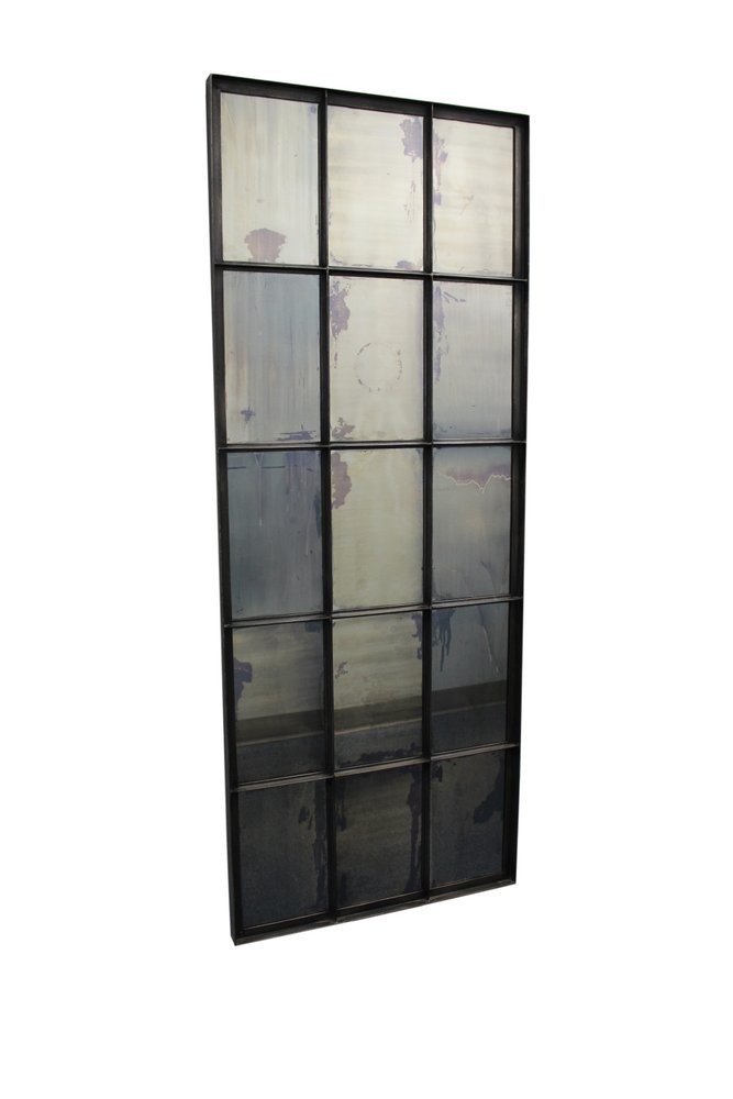 Black Metal Framed Full Length Antiqued Glass Hanging Mirror - 72-inch