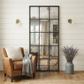 Black Metal Framed Full Length Antiqued Glass Hanging Mirror - 72-inch