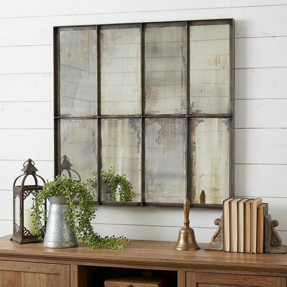 Black Square Metal Framed Accent Mirror - 40-inch