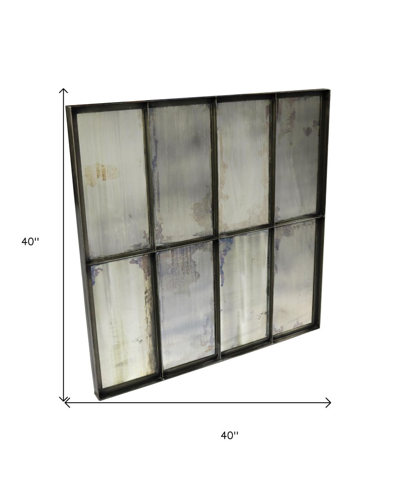Black Square Metal Framed Accent Mirror - 40-inch