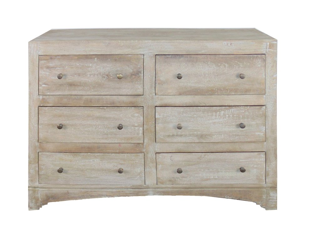 Brown Solid Wood Six Drawer Double Dresser - 60-inch