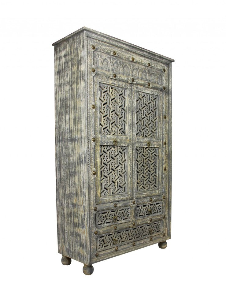 Aged Gray Solid Wood Three Drawer Gentleman's Chest - 42-inch