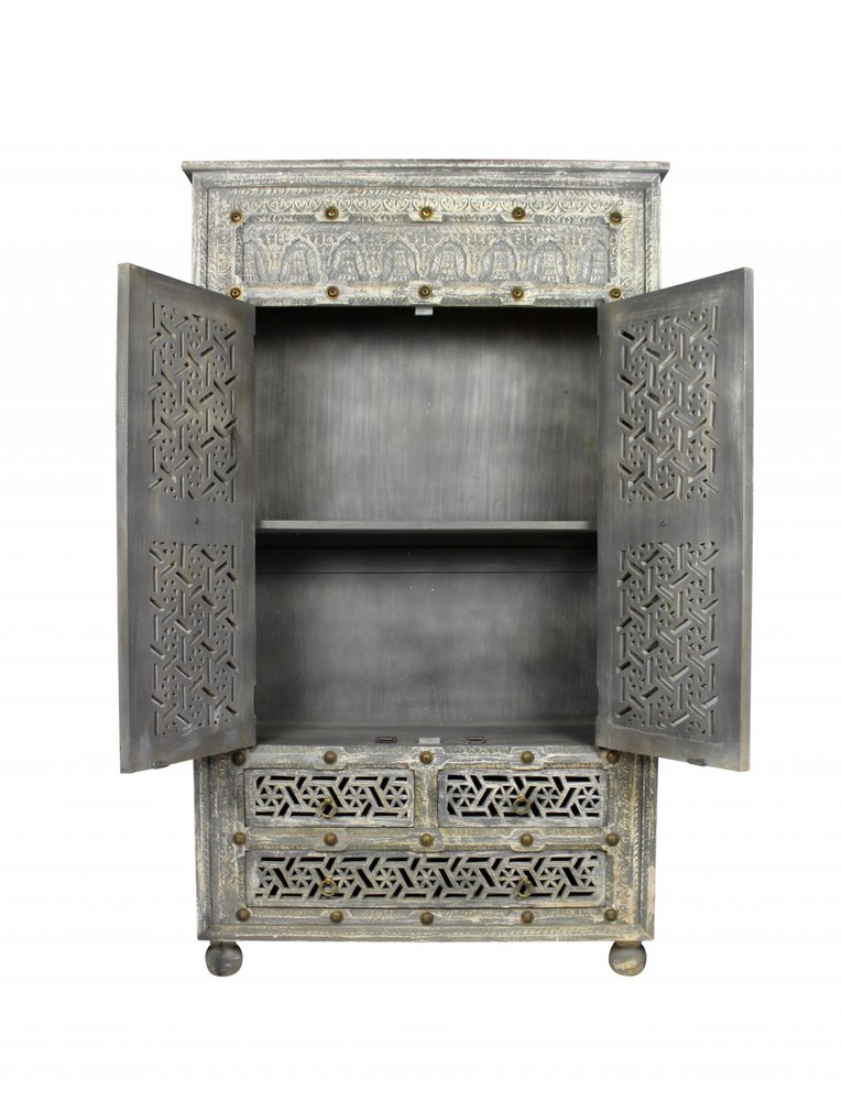 Aged Gray Solid Wood Three Drawer Gentleman's Chest - 42-inch
