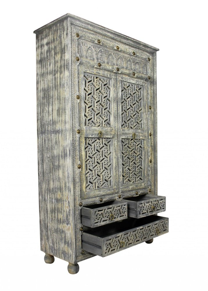 Aged Gray Solid Wood Three Drawer Gentleman's Chest - 42-inch