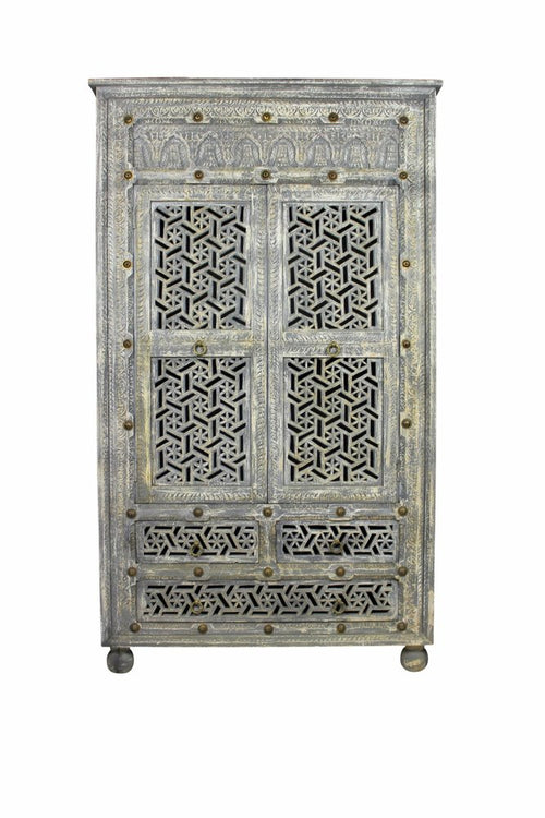 Aged Gray Solid Wood Three Drawer Gentleman's Chest - 42-inch