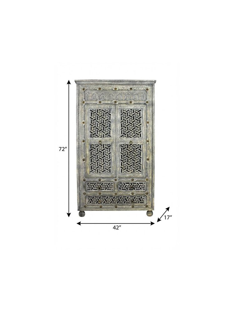 Aged Gray Solid Wood Three Drawer Gentleman's Chest - 42-inch