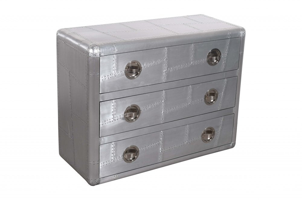 Silver Aluminum Three Drawer Dresser - 42-inch