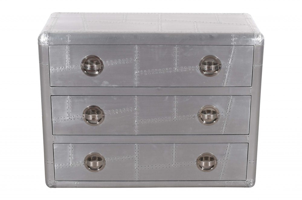 Silver Aluminum Three Drawer Dresser - 42-inch