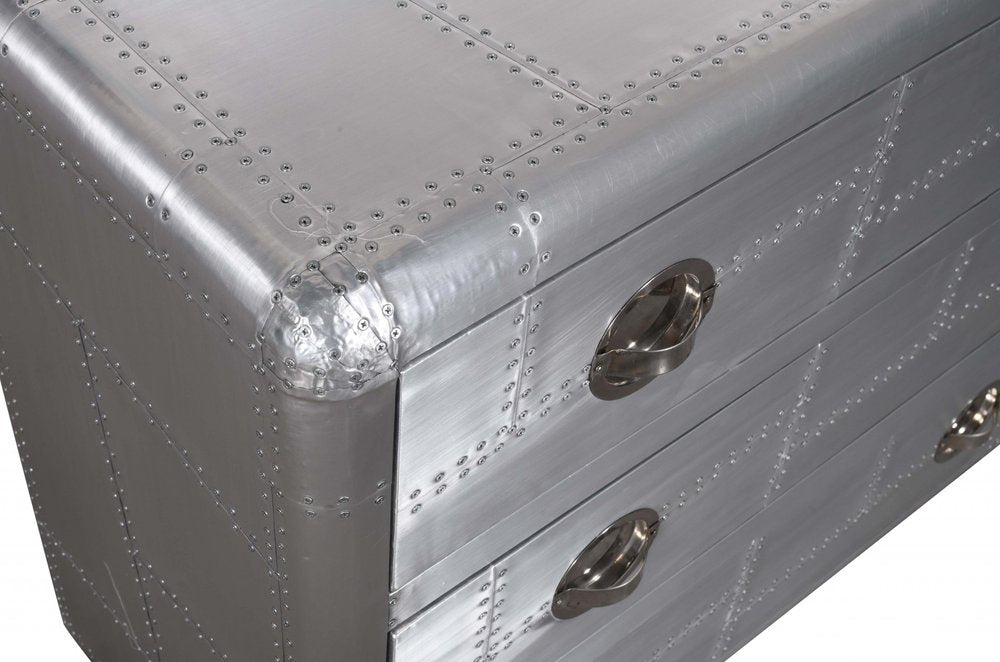 Silver Aluminum Three Drawer Dresser - 42-inch